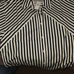 Express Black and White Striped Blouse